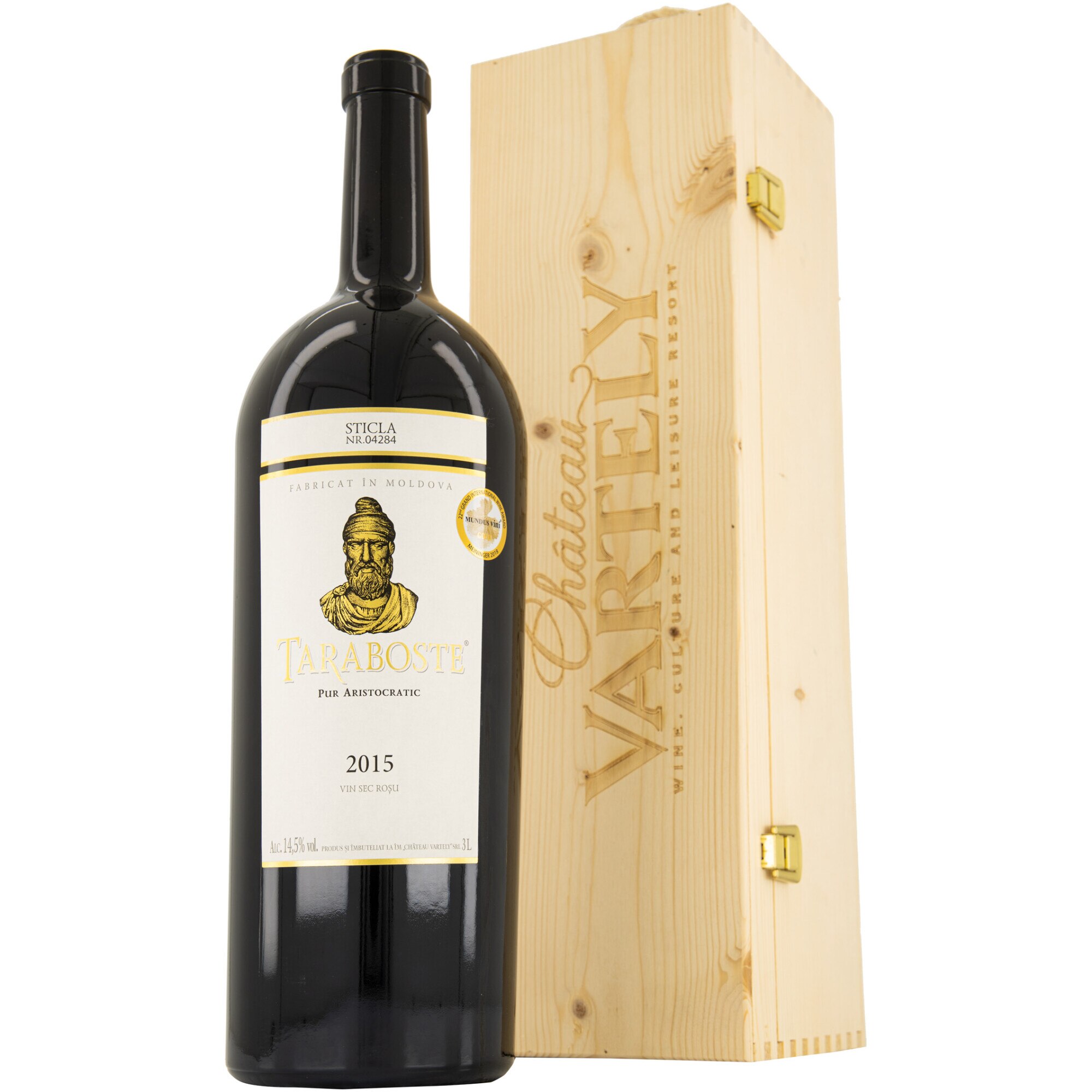 Vin Rosu Vartely Taraboste, Cabernet & Merlot, Cutie Lemn, Sec, 3l