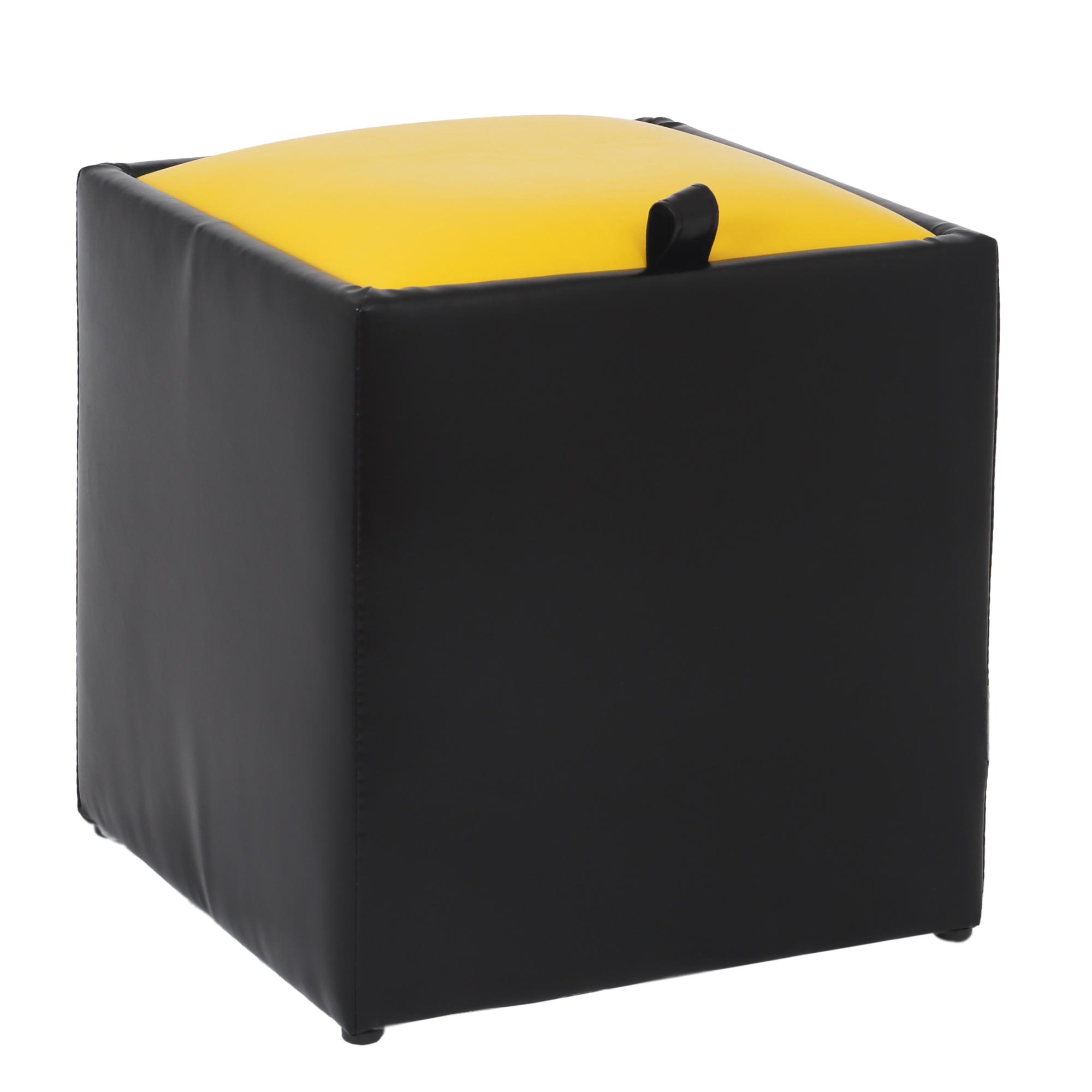 Taburet Box, piele ecologica Negru/Galben