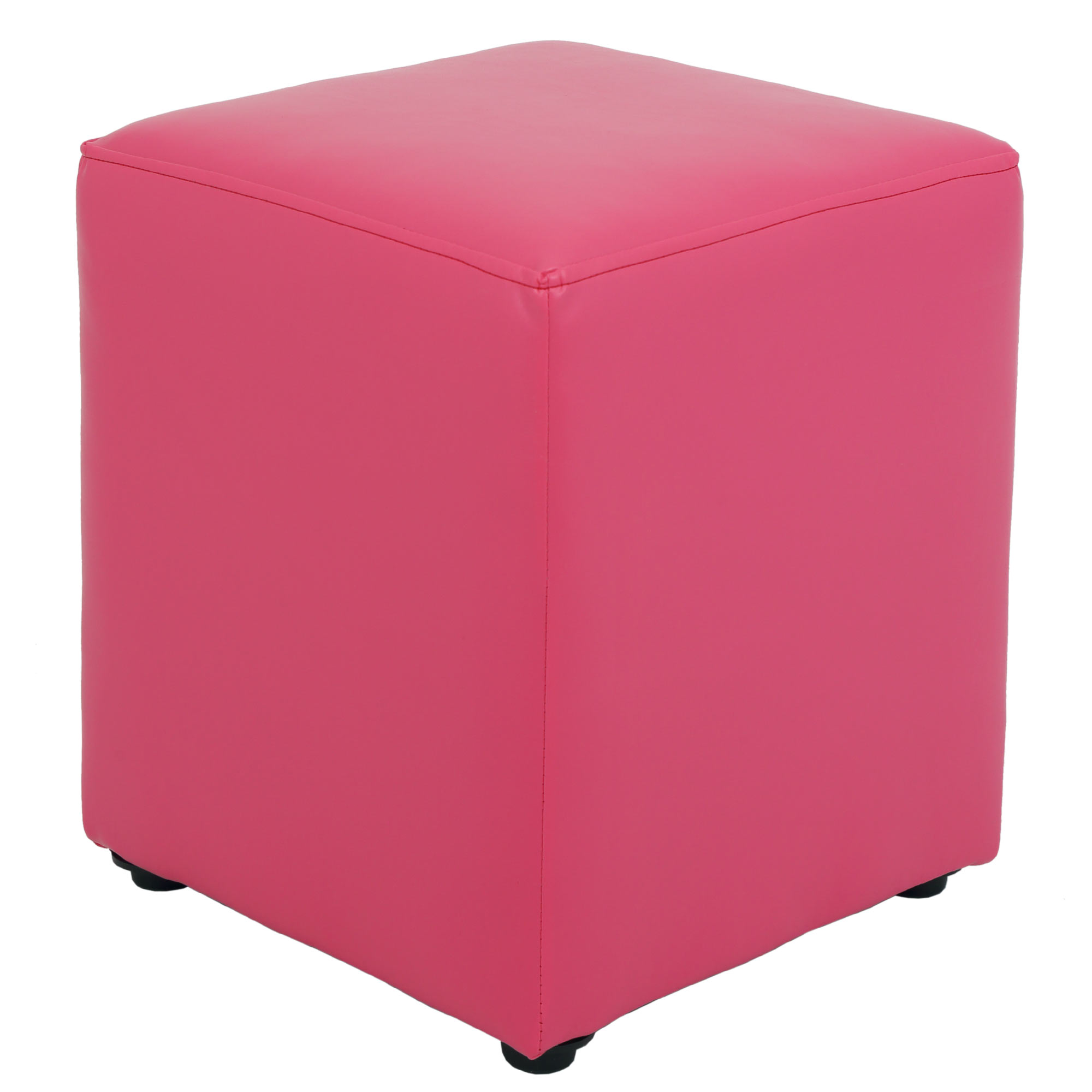 Taburet Cube, piele ecologica Roz 38x38x45