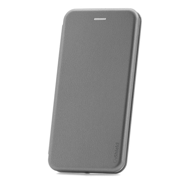 Husa flip Samsung A21 S - carte cu magnet integrat, buzunar interior, piele eco, iShiled - Argintie