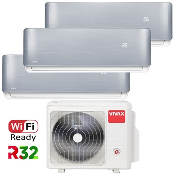 Aer conditionat Multisplit Vivax R-Design ACP-27COFM79AERI / 3x ACP-12CH35AERI SILVER, R32, Inverter, Clasa A++, I Feel, Auto Restart, Autodiagnoza, Autocuratare, Sleep Mode, 24 timer Aer conditionat Multisplit Vivax R-Design ACP-27COFM79AERI / 3x ACP-12CH35AERI SILVER, R32, Inverter, Clasa A++, I Feel, Auto Restart, Autodiagnoza, Autocuratare, Sleep Mode, 24 timer