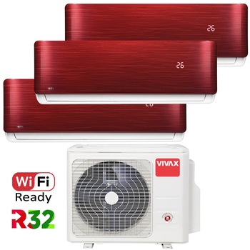 Aer conditionat Multisplit Vivax R-Design ACP-27COFM79AERI / 3x ACP-12CH35AERI RED, R32, Inverter, Clasa A++, I Feel, Auto Restart, Autodiagnoza, Autocuratare, Sleep Mode, 24 timer Aer conditionat Multisplit Vivax R-Design ACP-27COFM79AERI / 3x ACP-12CH35AERI RED, R32, Inverter, Clasa A++, I Feel, Auto Restart, Autodiagnoza, Autocuratare, Sleep Mode, 24 timer
