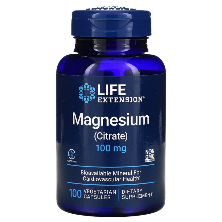 Хранителна добавка, Магнезиев цитрат (100 mg), Life Extension Magnesium (Citrate) - 100 капсули (100 дози)