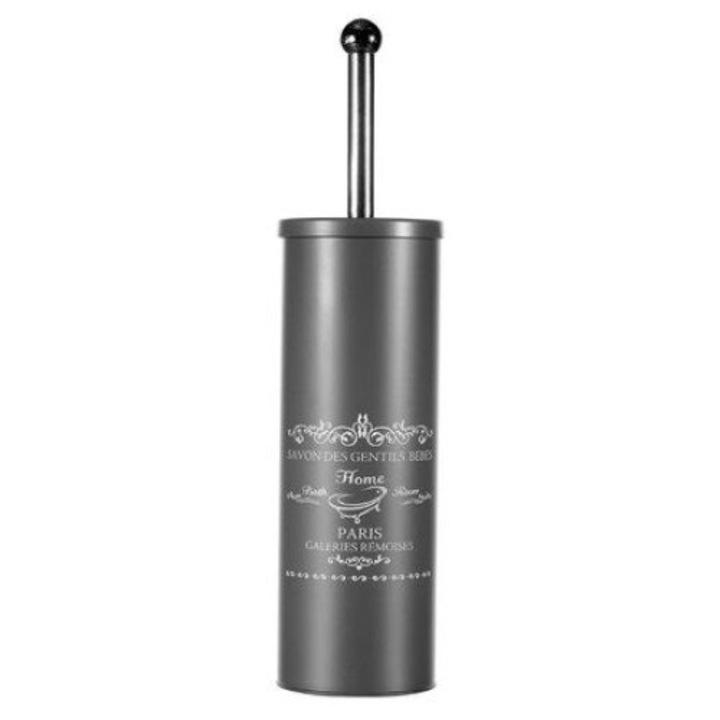 Perie Wc cu suport din metal de culoare gri inchis, pentru baie, ATS