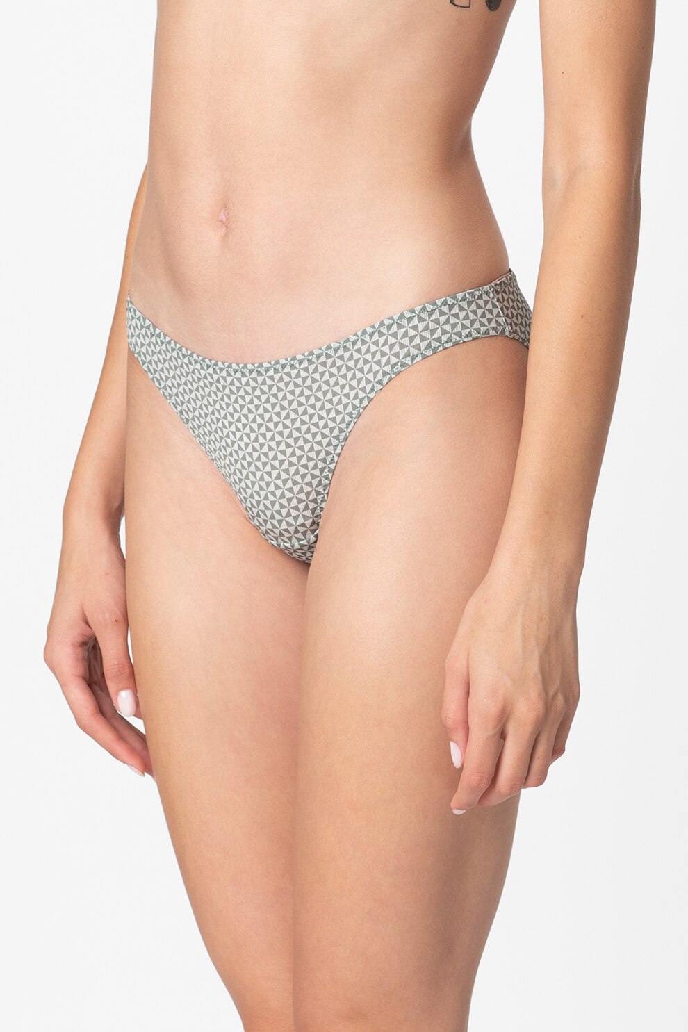 ESPRIT Bodywear, Set de chiloti cu imprimeu geometric - 2 perechi, Verde feriga/Alb prafuit