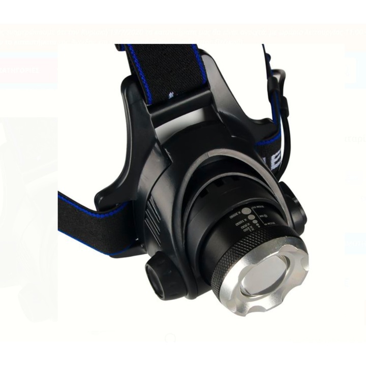 Челник фенер за глава JMB T6 LED, 400 lm, Водоустойчив, 3 функции, Черен