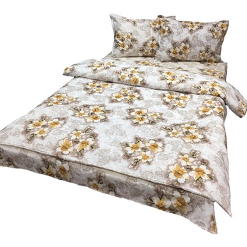 Lenjerie pat dublu, beige/alba, pentru saltea intre 160-180cm,  Lenjerie pat dublu, beige/alba, pentru saltea intre 160-180cm,