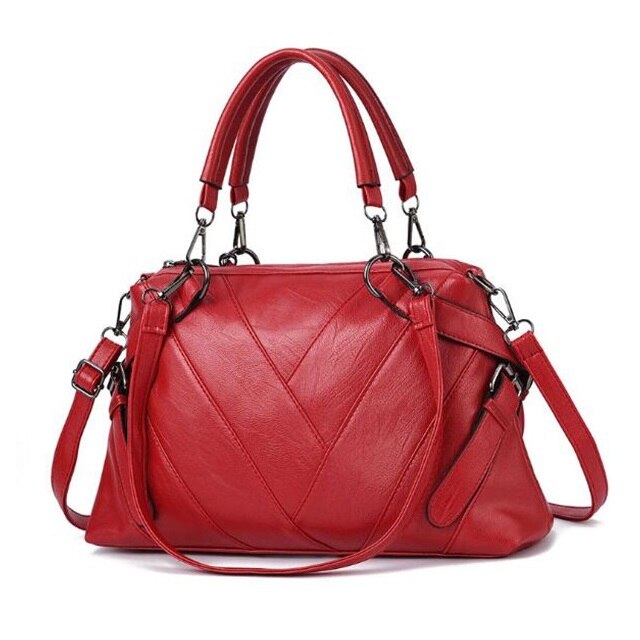 Geanta de piele cu bareta pentru umar, Charon Scagliola, Rosu