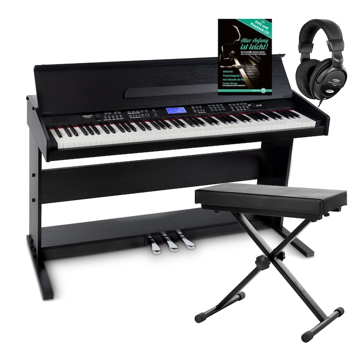 FunKey DP-88 II BK Premium Digitális zongora szett, székkel és fejhallgatóval, fekete