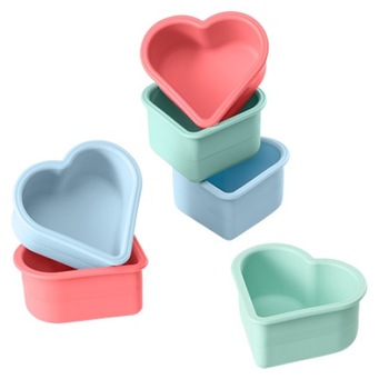 Set 6 Mini Briose Multicolore Lurch Flexi-Form in forma de inimioare din Silicon Platinum, 6,5 x 6 x 3 cm Set 6 Mini Briose Multicolore Lurch Flexi-Form in forma de inimioare din Silicon Platinum, 6,5 x 6 x 3 cm