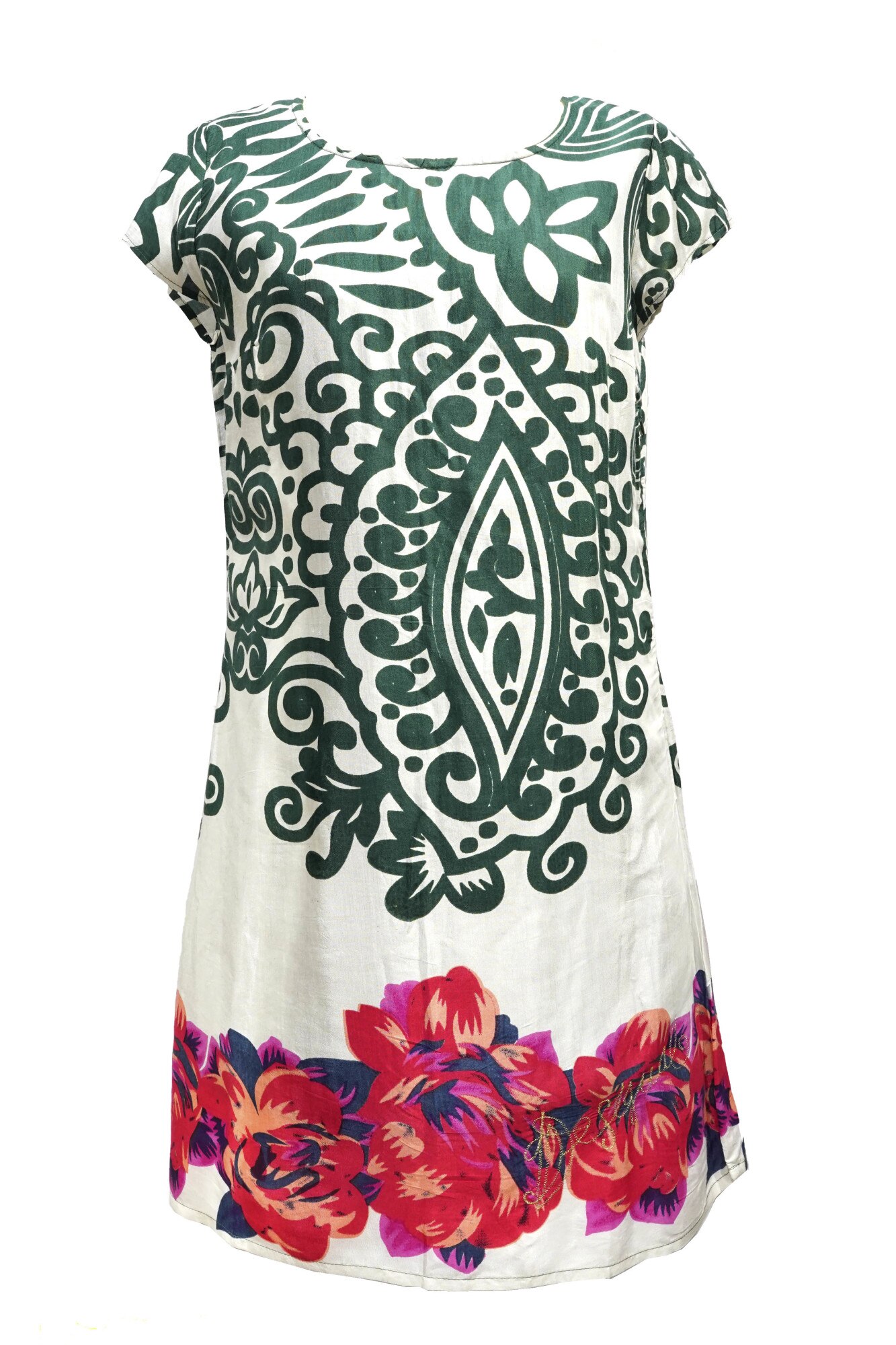 Rochie scurta, Desigual, print multicolor floral, Multicolor, L