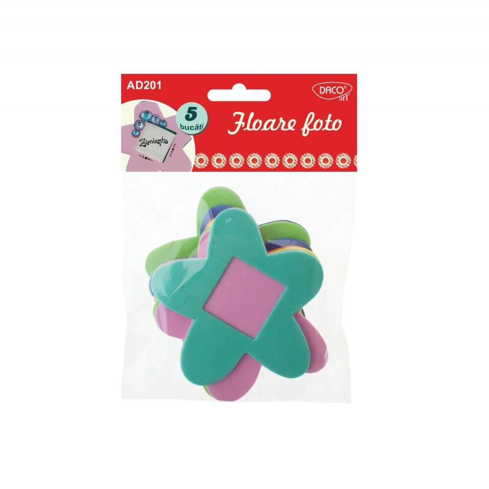 Rama Foto Magnetica DACO, Model Floare, 5 Buc/Set, Material Spuma, Multicolor