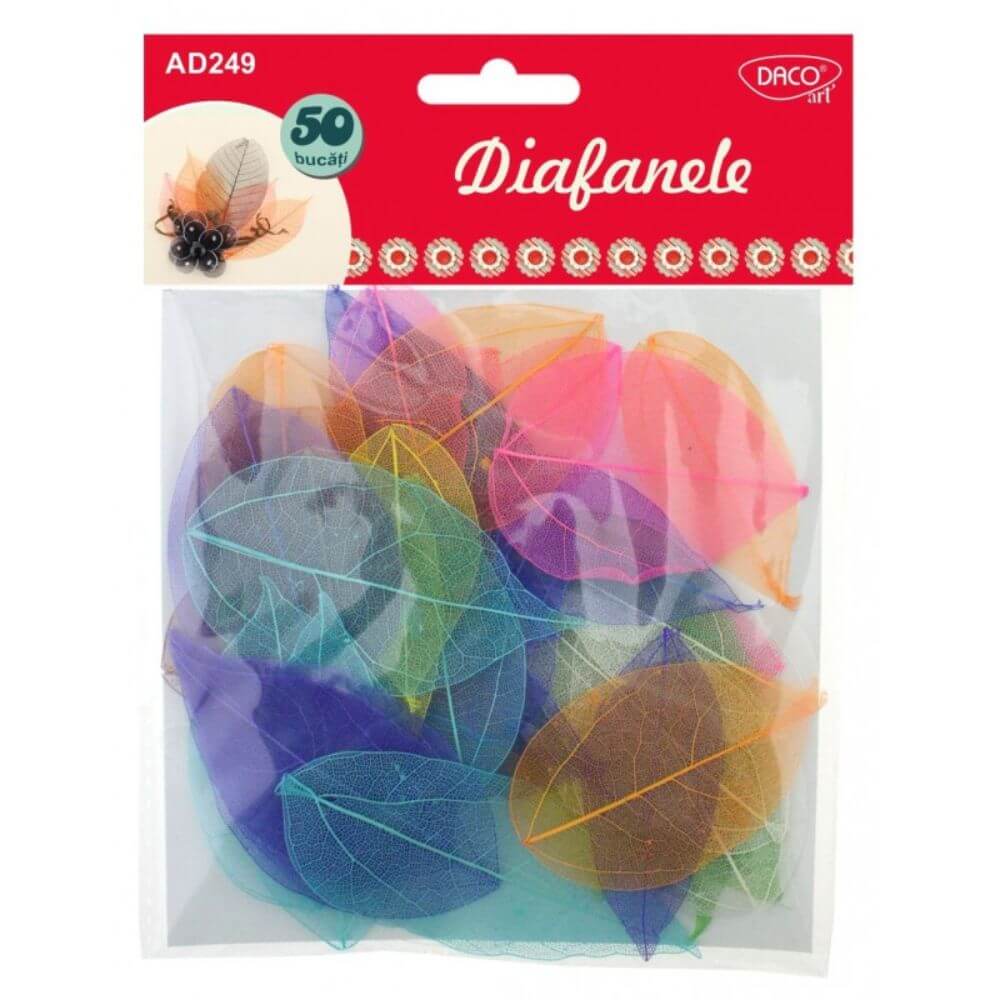 Diafanele DACO, 50 Buc/Set, Multicolor, Model Frunze, Accesorii Craft