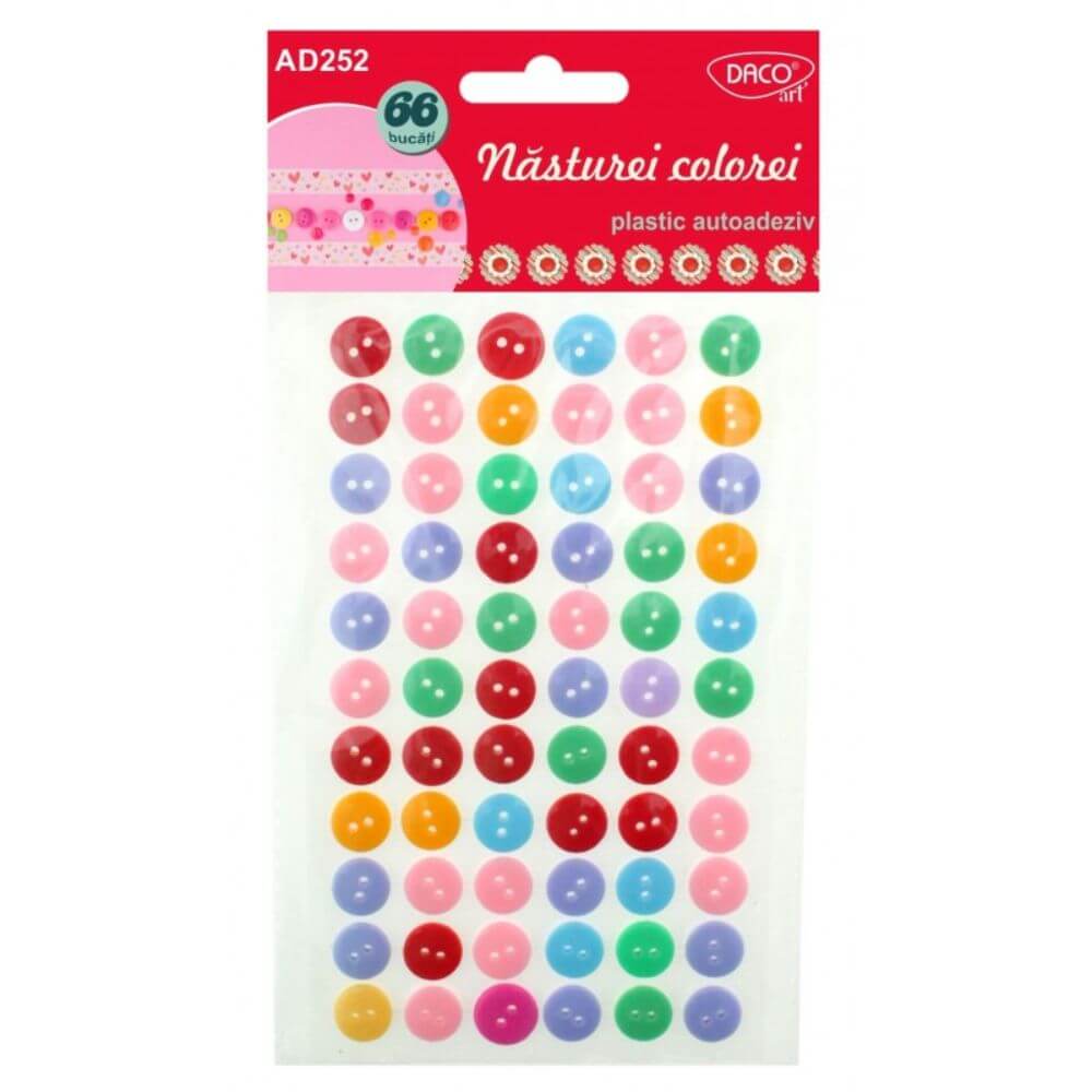 Nasturel Colorel Autoadeziv DACO, 1.2 cm, 66 Buc/Set, Multicolor, Accesorii Craft