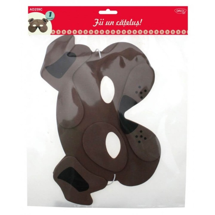 Masca Spuma DACO, 1 Buc/Set, Model Catelus, cu Elastic, Multicolor, Accesorii Craft, Masti pentru Copii