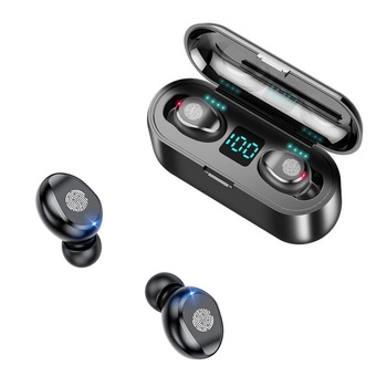 Casti wireless TWS F9, Powerbank 2000 mAh, Bluetooth 5.0, Negru Casti wireless TWS F9, Powerbank 2000 mAh, Bluetooth 5.0, Negru