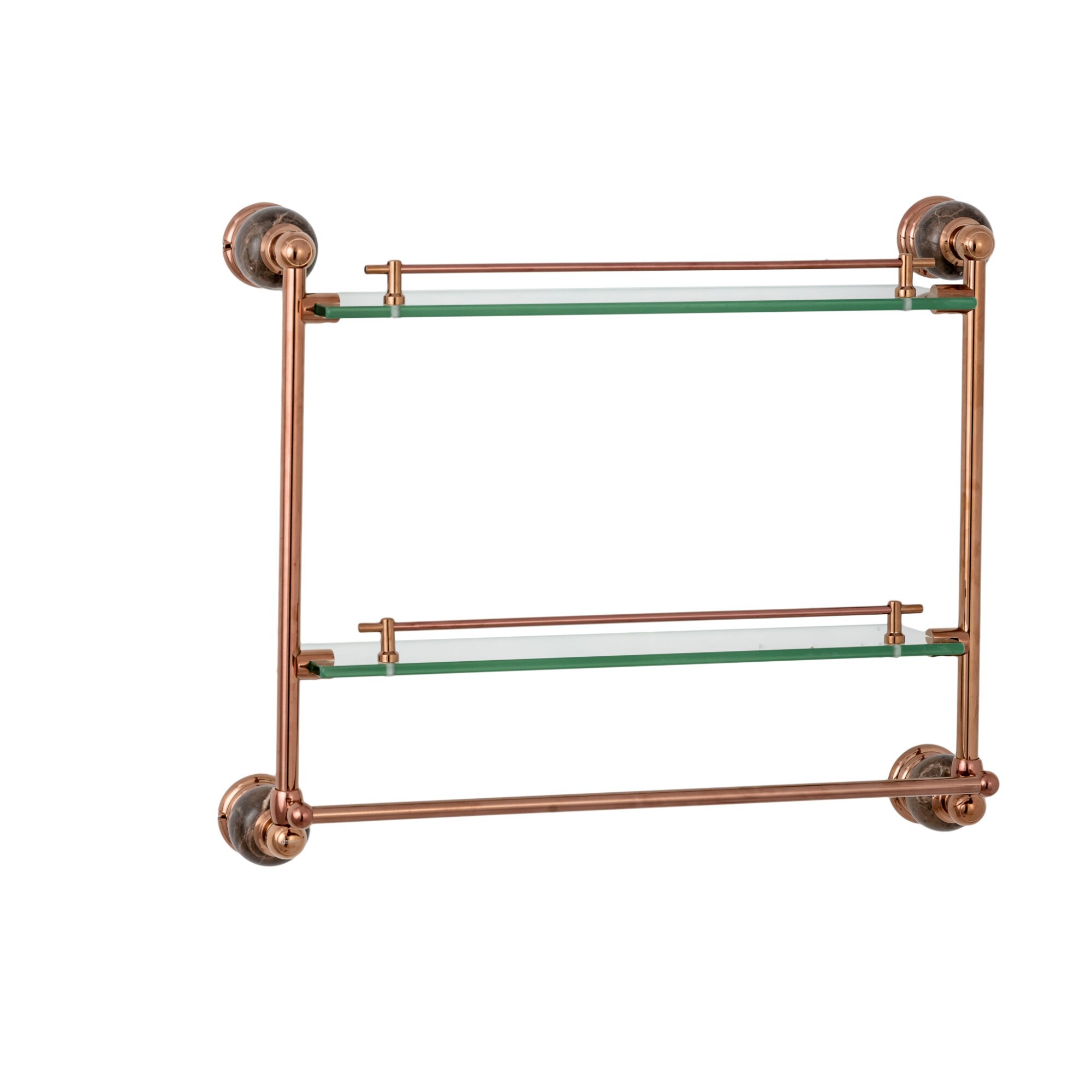 Etajera baie dubla ,TRENDY'S , jade rose-gold , montare pe perete