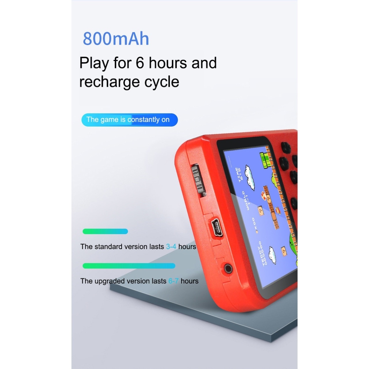Mini consola portabila Rontime, 400 jocuri, 2 jucatori, Rosu