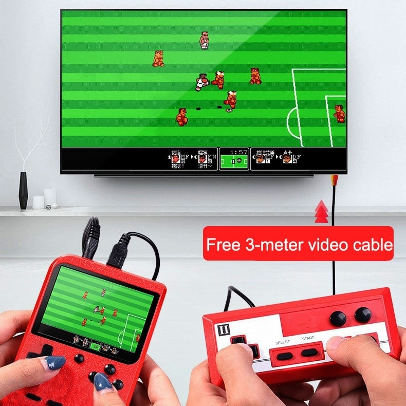 Mini consola portabila Rontime, 400 jocuri, 2 jucatori, Rosu