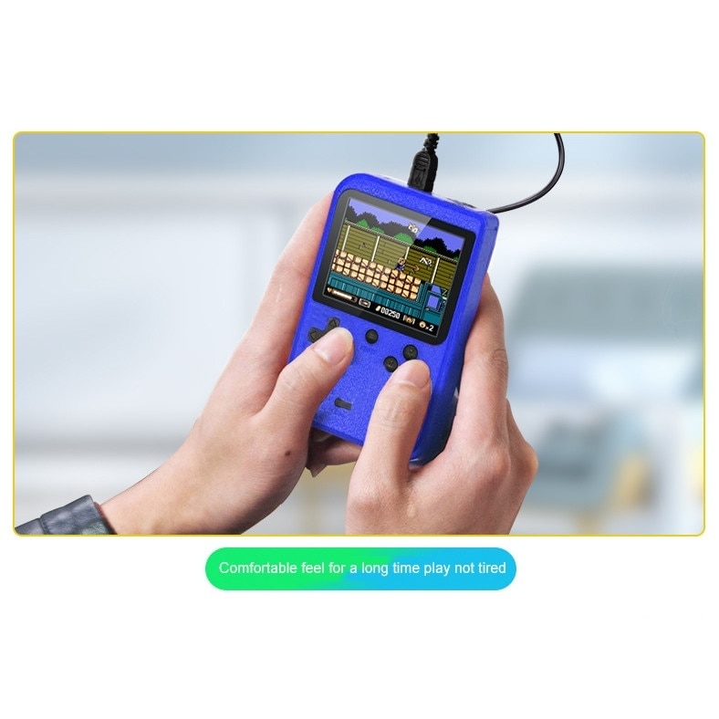 Mini consola portabila Rantime, 400 jocuri, 2 jucatori, Albastru