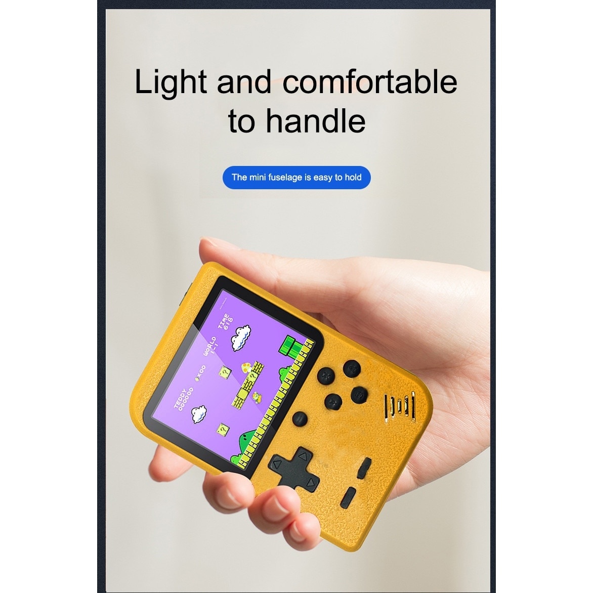 Mini consola portabila Rantime, 400 jocuri, 2 jucatori, Galben
