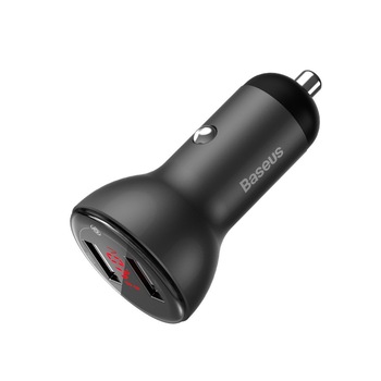 Incarcator Auto Telefon Baseus Digital Display + Cablu USB-C, 2 x USB, QC3.0, 45W, 5A Gri Incarcator Auto Telefon Baseus Digital Display + Cablu USB-C, 2 x USB, QC3.0, 45W, 5A Gri