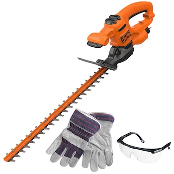Trimmer electric pentru tuns gard viu Black&Decker, 450 W, 50 cm lungime lama, manusi si ochelari protectie Trimmer electric pentru tuns gard viu Black&Decker, 450 W, 50 cm lungime lama, manusi si ochelari protectie