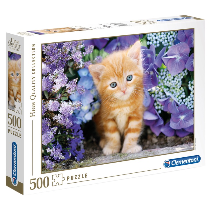 Пъзел Clementoni - Оранжева котка в цветя, 500 части