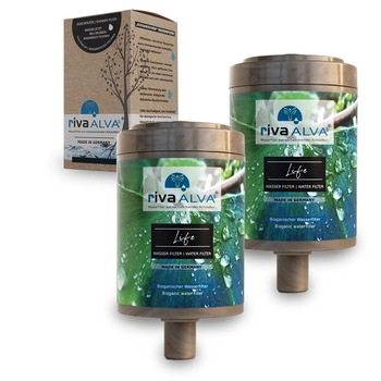 Set filtrare pentru apa potabila rivaALVA LIFE, cu 2 cartuse filtrante 100% ecologice, fara plastic, Filtrare eficienta Set filtrare pentru apa potabila rivaALVA LIFE, cu 2 cartuse filtrante 100% ecologice, fara plastic, Filtrare eficienta