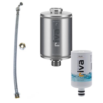 Set de filtrare pentru apa potabila riva MULTI, cu carcasa metalica VARIO, cartus filtrant si accesorii pentru instalare, Filtrare eficienta, Argintiu Set de filtrare pentru apa potabila riva MULTI, cu carcasa metalica VARIO, cartus filtrant si accesorii pentru instalare, Filtrare eficienta, Argintiu