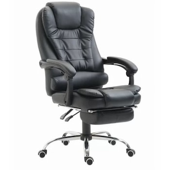 Scaun de birou cu functie sezlong, spatar reglabil, suport lombar, Negru Scaun de birou cu functie sezlong, spatar reglabil, suport lombar, Negru