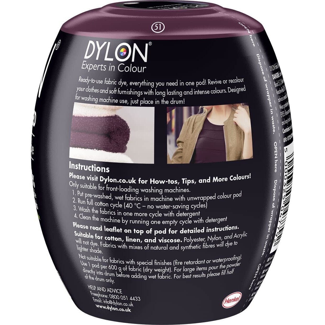 Dylon - Tintura per lavatrice, 350 g, confezione da 3