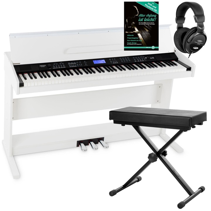FunKey DP-88 II WH Premium digitális zongora szett, székkel és fejhallgatóval, német oktató CD-vel
