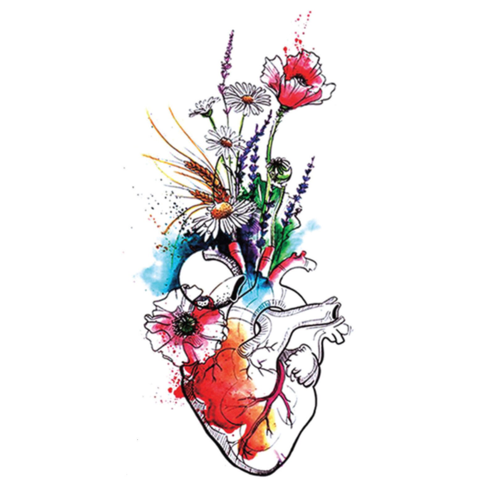 Tatuaj temporar, Flash Tattoos Romania, From the Heart, rezistent la apa, aplicare rapida, 15x21 cm