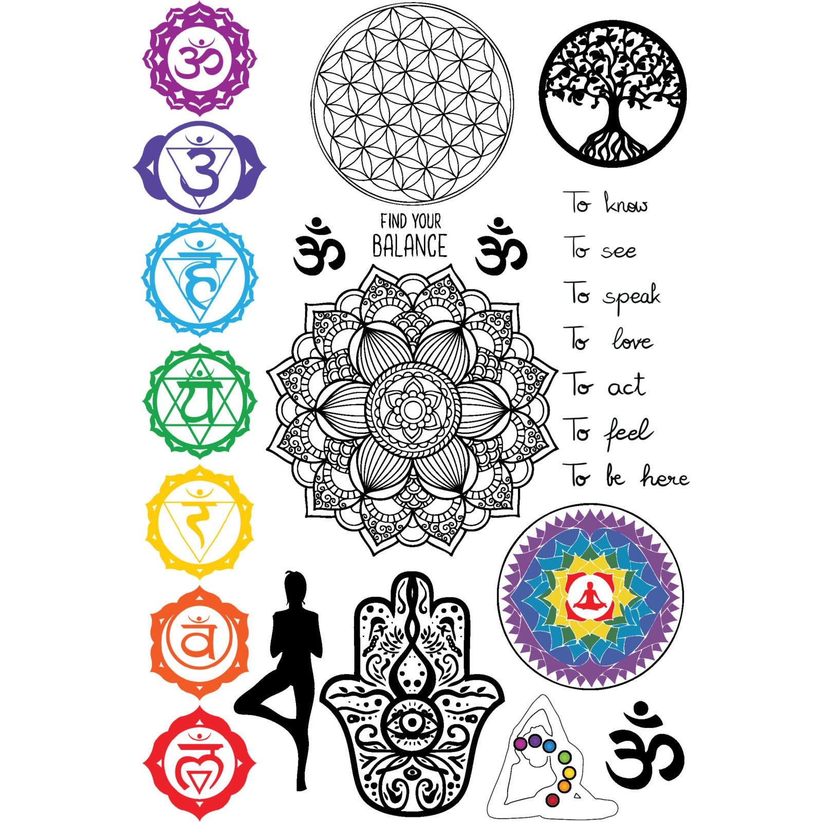 Tatuaj temporar, Flash Tattoos Romania, Find your Balance, rezistent la apa, aplicare rapida, 15x21 cm