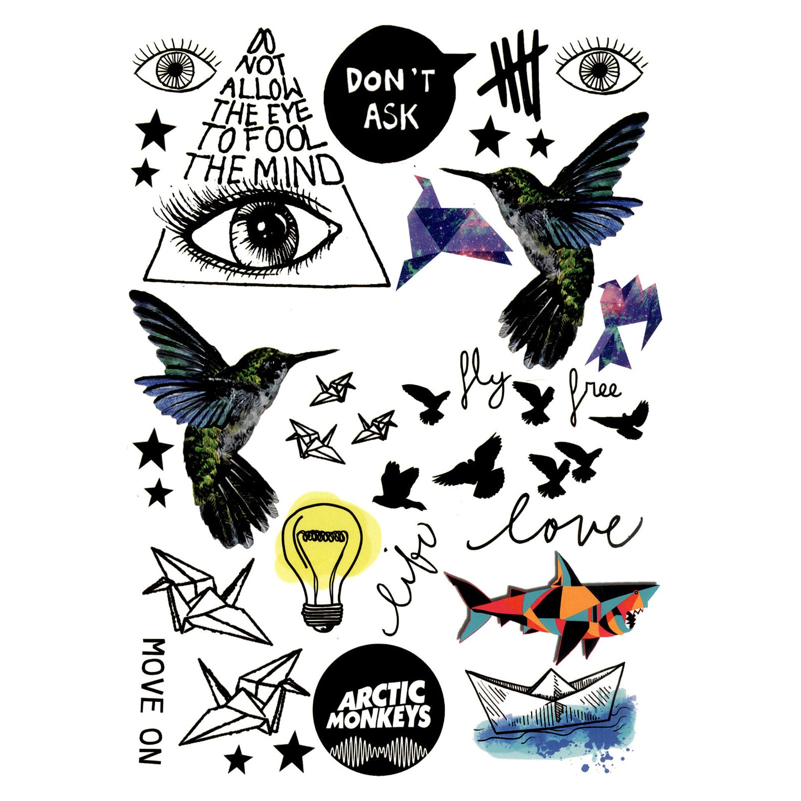 Tatuaj temporar, Flash Tattoos Romania, Free as a bird, rezistent la apa, aplicare rapida, 15x21 cm