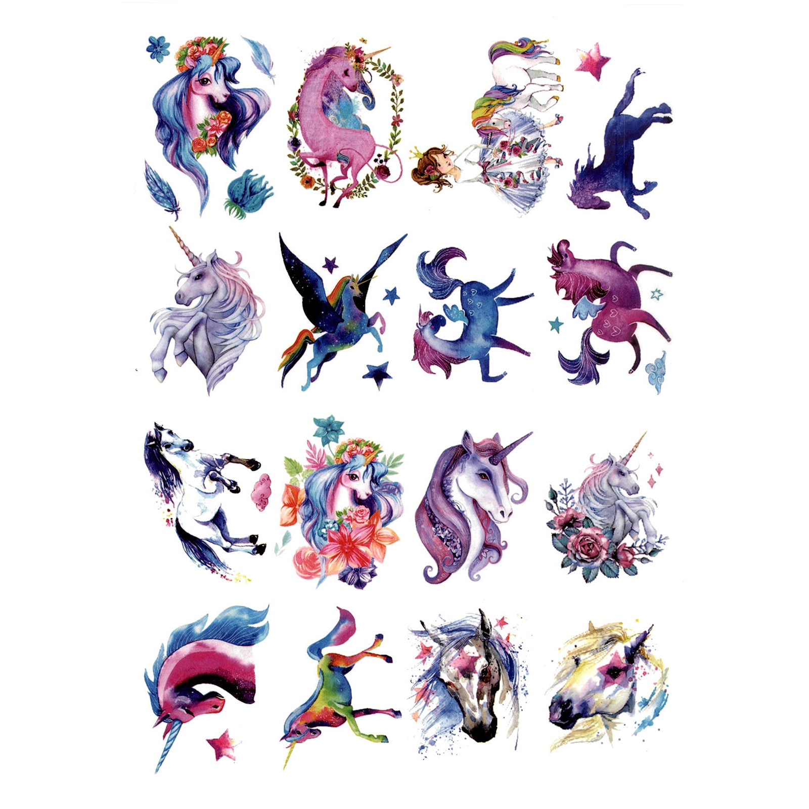Tatuaj temporar, Flash Tattoos Romania, Unicorn Squad, rezistent la apa, aplicare rapida, 15x21 cm