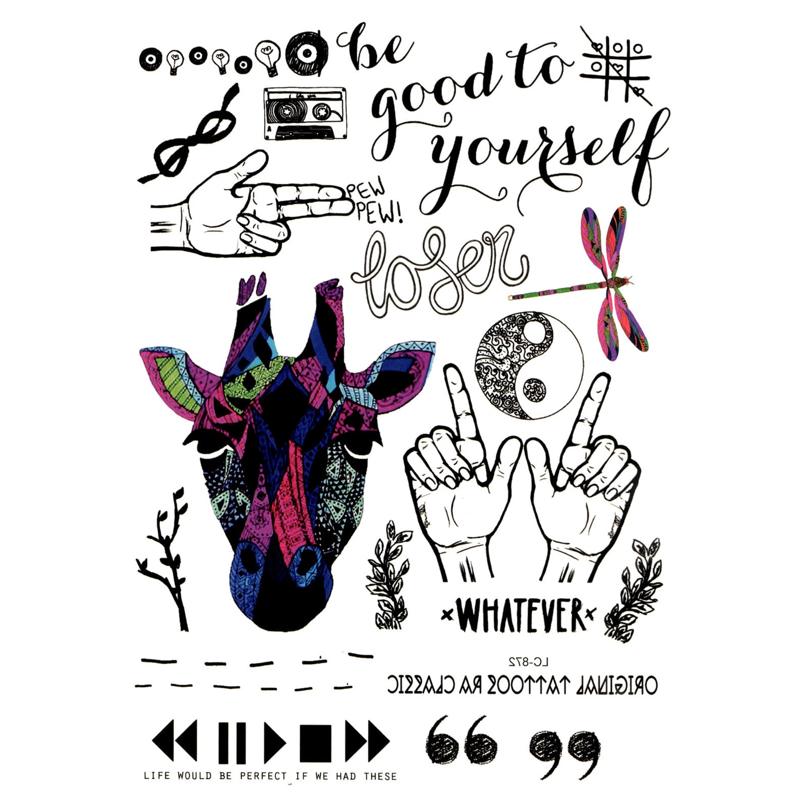 Tatuaj temporar, Flash Tattoos Romania, Go for it, rezistent la apa, aplicare rapida, 15x21 cm