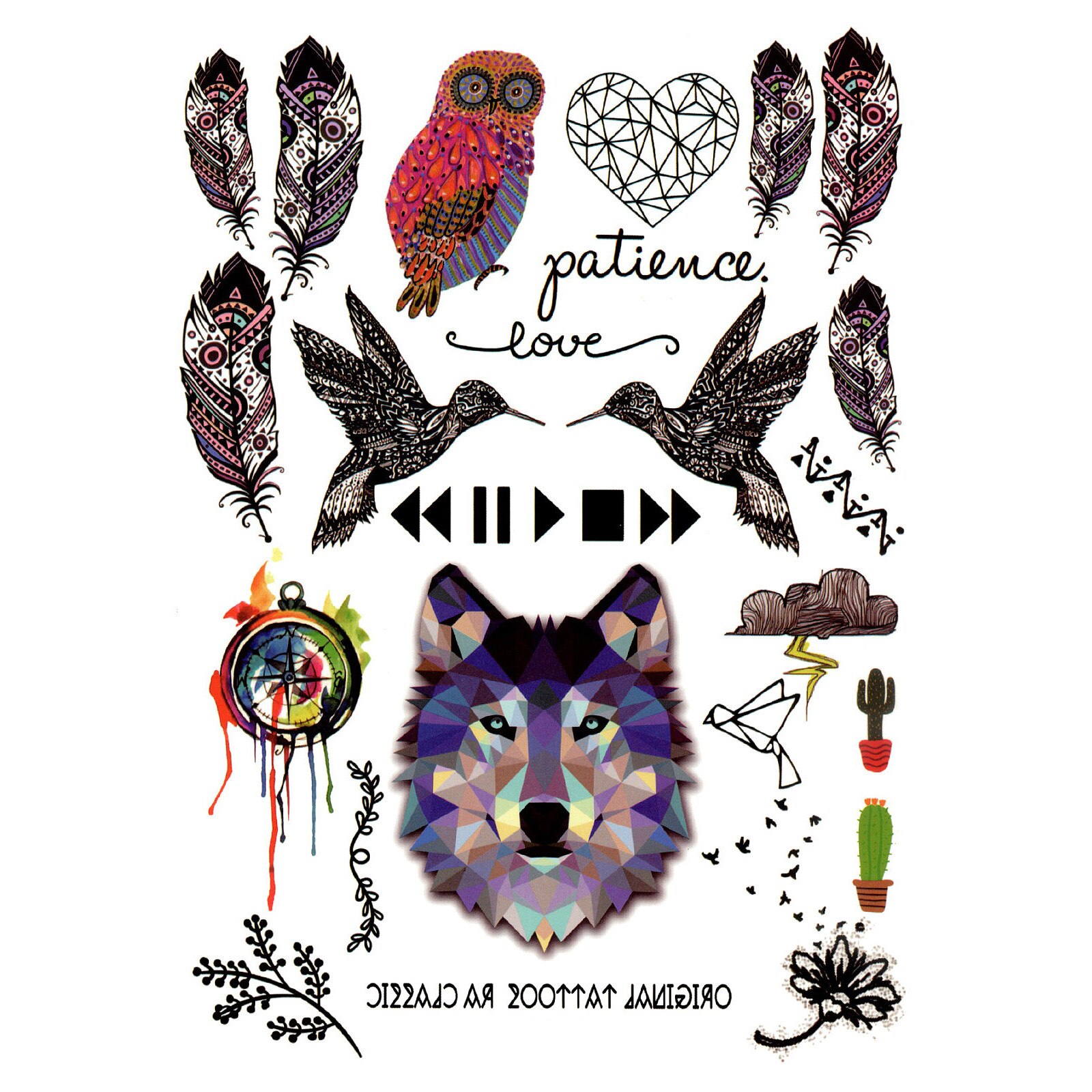 Tatuaj temporar, Flash Tattoos Romania, Wolves, rezistent la apa, aplicare rapida, 15x21 cm