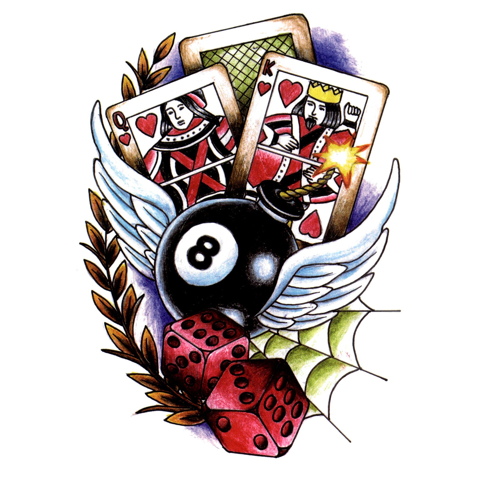 Tatuaj temporar, Flash Tattoos Romania, Casino Royal, rezistent la apa, aplicare rapida, 15x21 cm