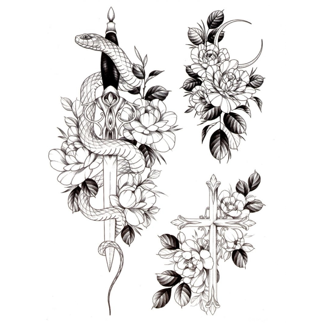 Tatuaj temporar, Flash Tattoos Romania, Sinner, rezistent la apa, aplicare rapida, 15x21 cm
