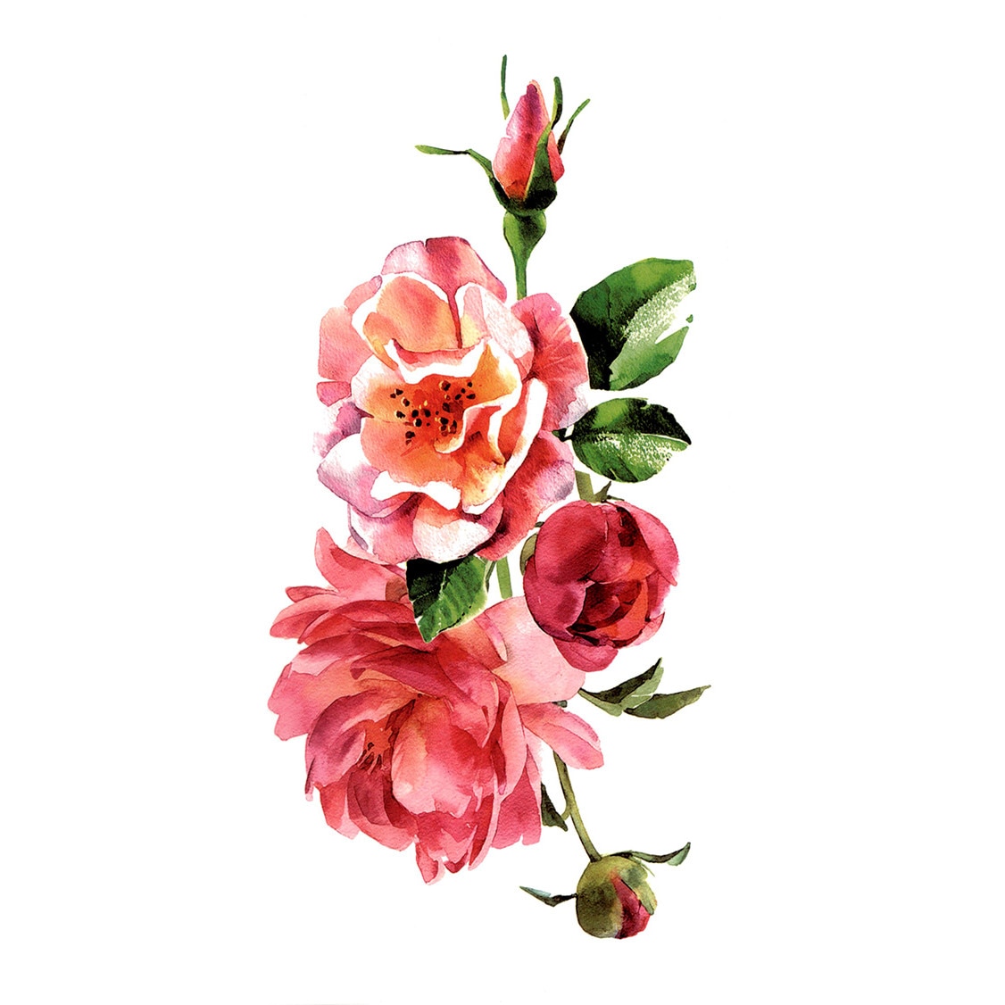 Tatuaj temporar, Flash Tattoos Romania, Coral Sunset, rezistent la apa, aplicare rapida, 10x21 cm