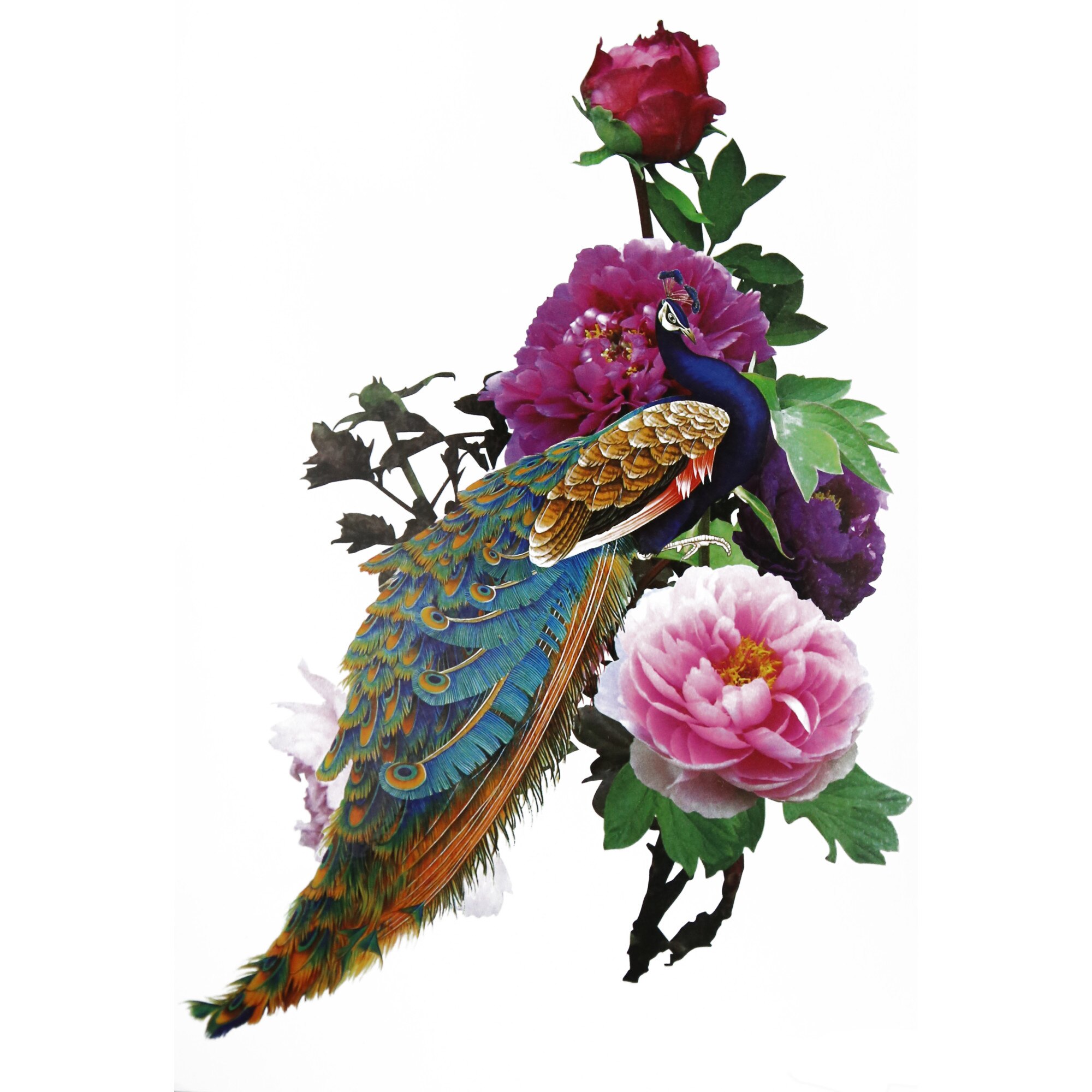 Tatuaj temporar, Flash Tattoos Romania, Peacock Fantasy, rezistent la apa, aplicare rapida, 15x21 cm