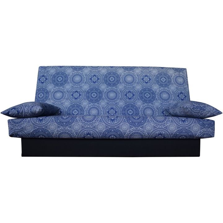Best Sleep kihúzható kanapé, ágyneműtartóval, pamut huzat, 190 x 87 x 91 cm, Mandala kék