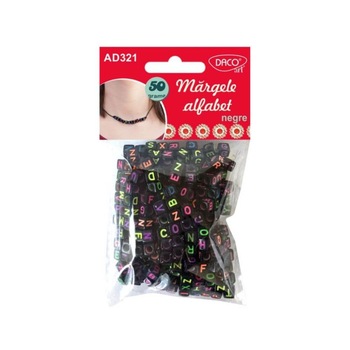 Margelute Plastic DACO, Multicolor, 50 g, Model Alfabet Margelute Plastic DACO, Multicolor, 50 g, Model Alfabet
