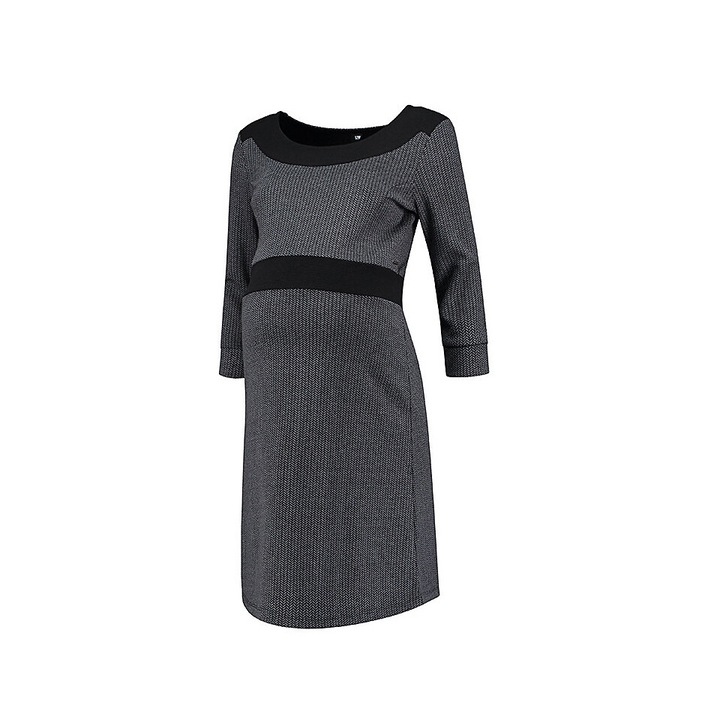Rochie din tricot gravide, Love2Wait, negru/gri, XL