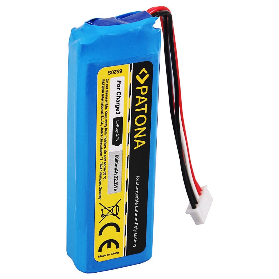 Batteria Patona 6730 6000mAh Per JBL Charge 2+, 2 Plus, Charge 3 (2015) – Li-Po, 3.7V, Con Protezioni Integrate - 4