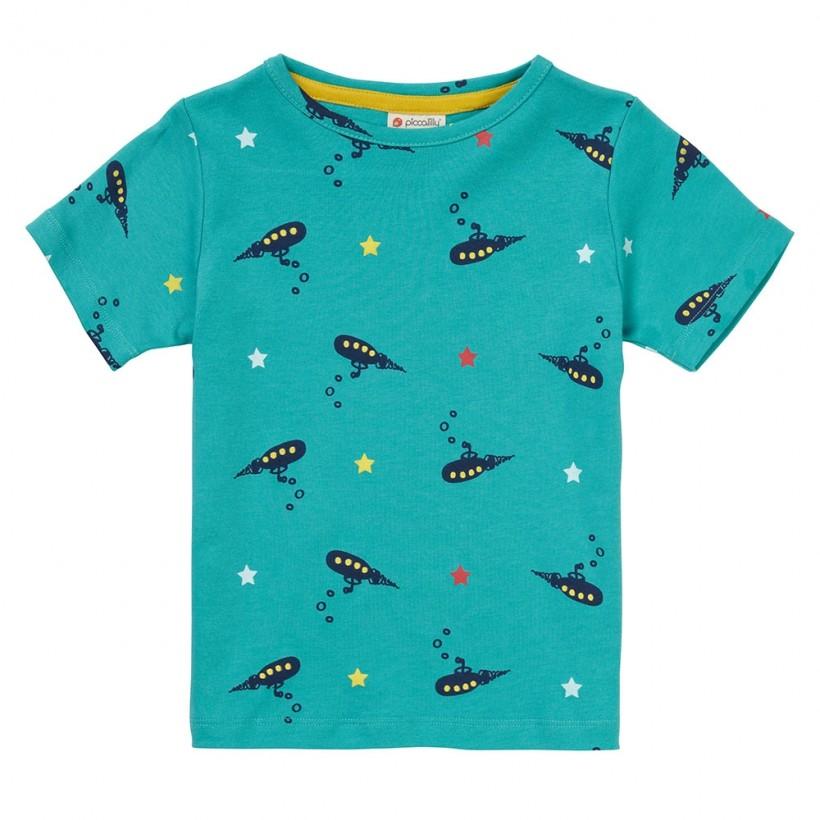 Tricou turcoaz bumbac organic, Submarine, Multicolor