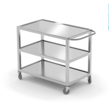 Carucior depozitare si debarasare cu 3 rafturi si roti cu frane fiecare raft suporta pana la 75 Kg Hendi, Inox, 800x500x(H)850 mm Carucior depozitare si debarasare cu 3 rafturi si roti cu frane fiecare raft suporta pana la 75 Kg Hendi, Inox, 800x500x(H)850 mm