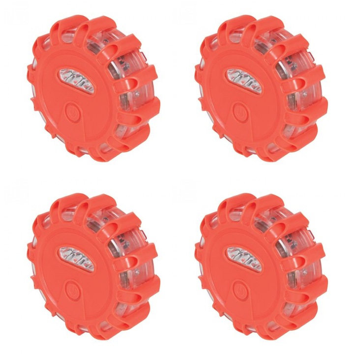 Комплект от 4 LED маяка с 15 LED батерии, магнит, кука, удароустойчив